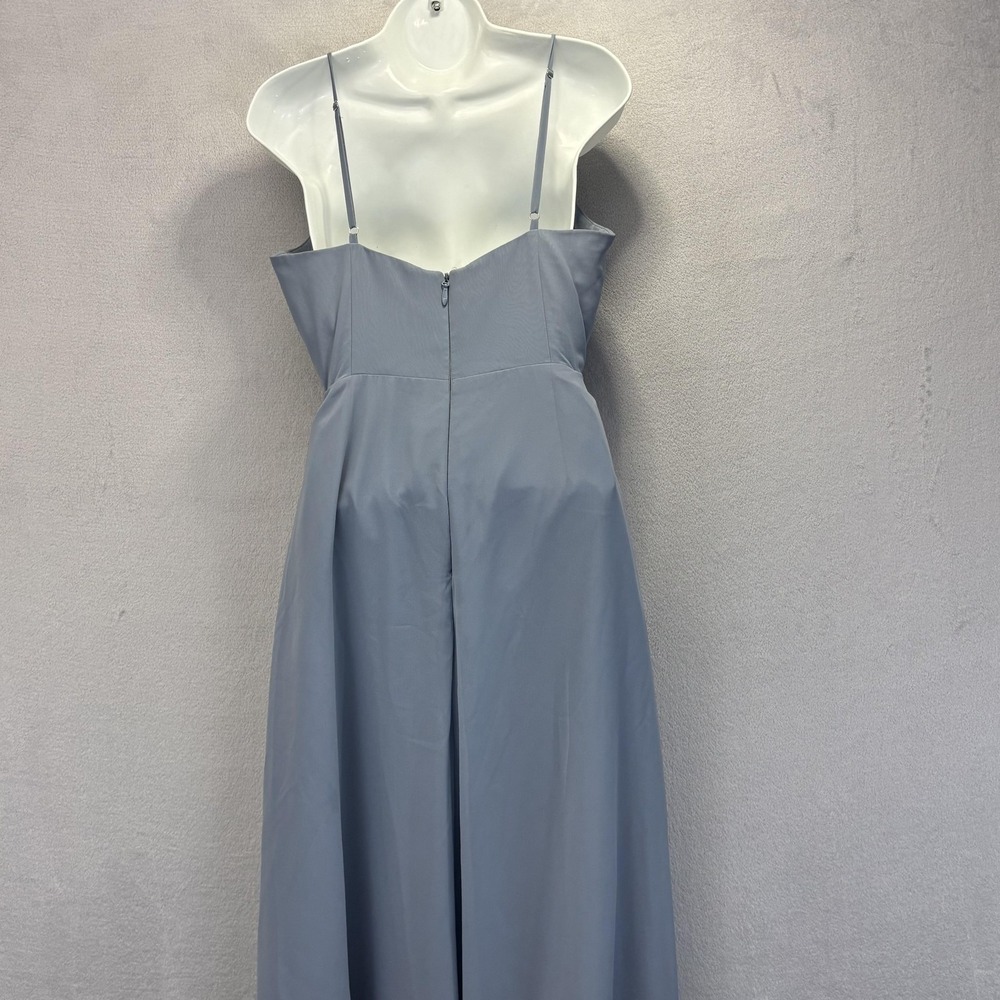 Azazie Dusty Blue A-Line Bridesmaid Dress Womens 10 A10 Classic Long Formal Gown - Picture 4 of 13